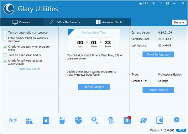 free download Glary Utilities Pro 5.208.0.237