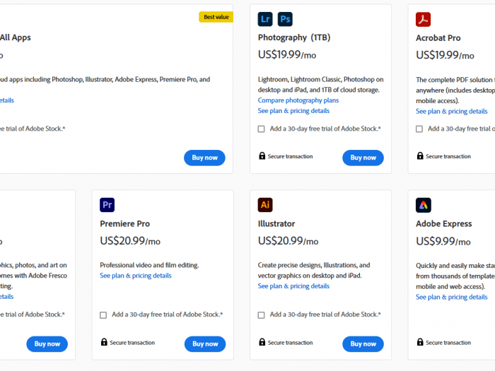 Which is best Adobe Creative Cloud pricing