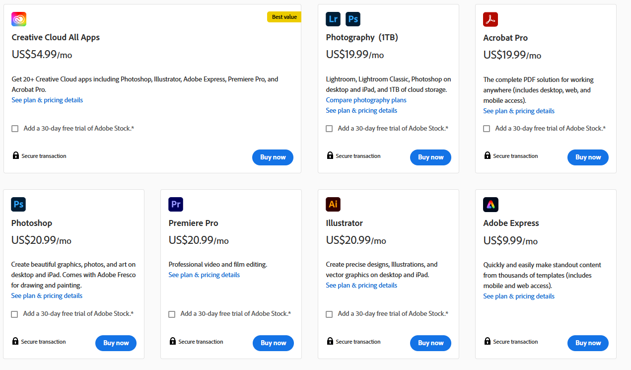 Which is best Adobe Creative Cloud pricing