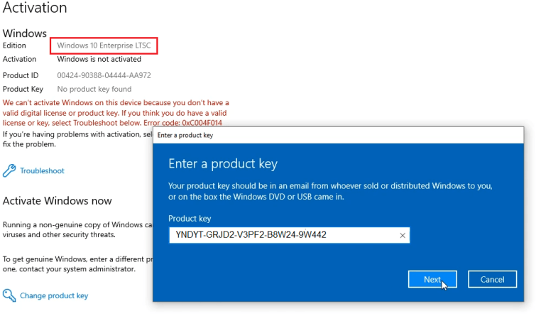 windows 10 ltsc product key free