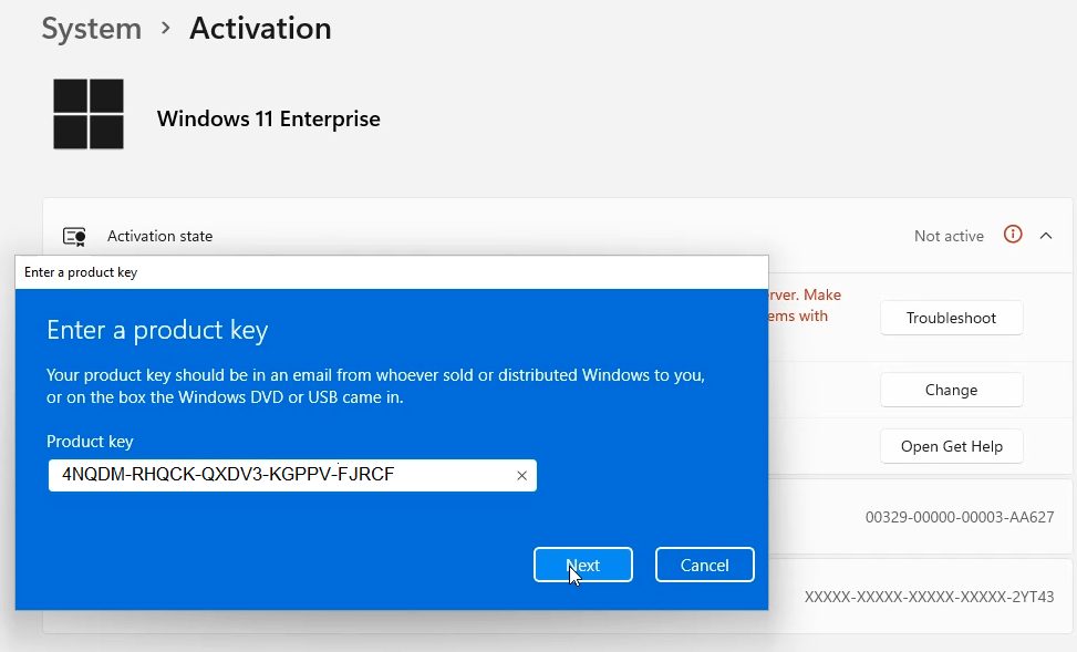 product key for windows 11 enterprise