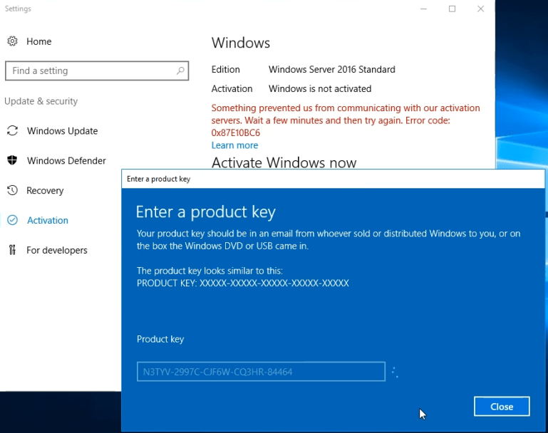 Free Windows Server 2016 product key