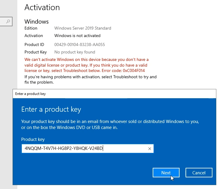 Free Windows Server 2019 product key