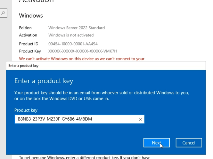 Free Windows Server 2022 product key