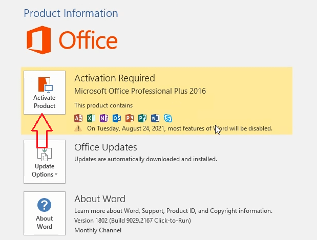 activate Microsoft Office 2016 Pro Plus for free
