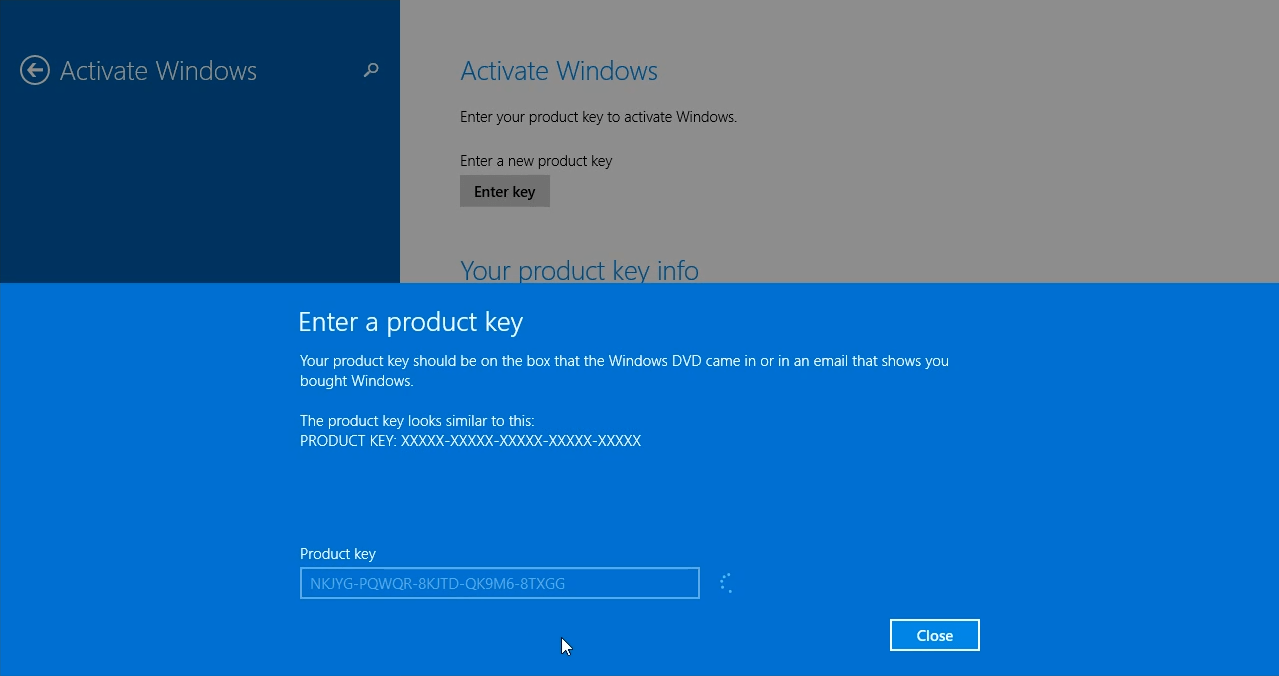 copy and paste Windows 8.1 key
