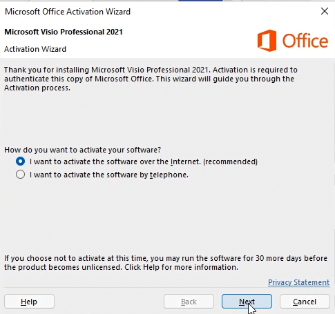 how to activate microsoft visio professional 2021