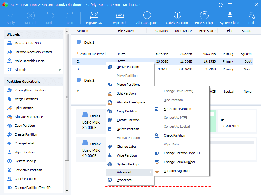 How can you select a free disk partition software